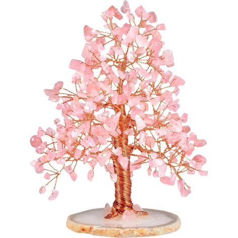 Arbre de Vie Decoration,Cailloux Quartz Rose Pierre Naturelle (1/5)
