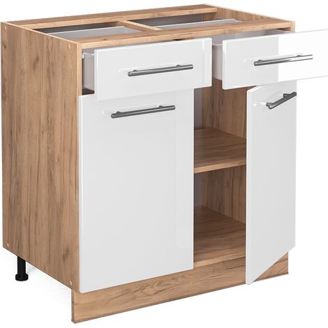Mobiletto base per cucina Fame-Line, Bianco lucido, 80 cm senza piano di lavoro, Vicco (1/5)