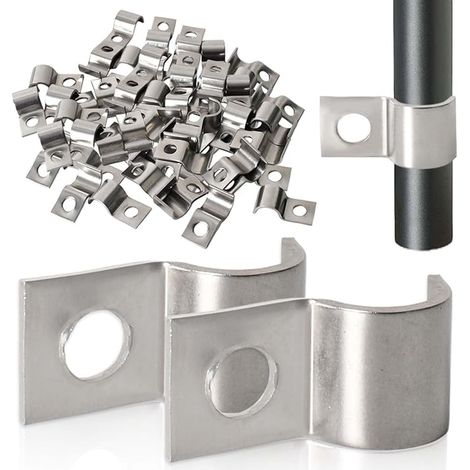 U-Tube Fixing Clips, Stainless Steel Cable Clips, Single Hole Mounting Clamp Diameter 10 mm, for Pipes (1/5)