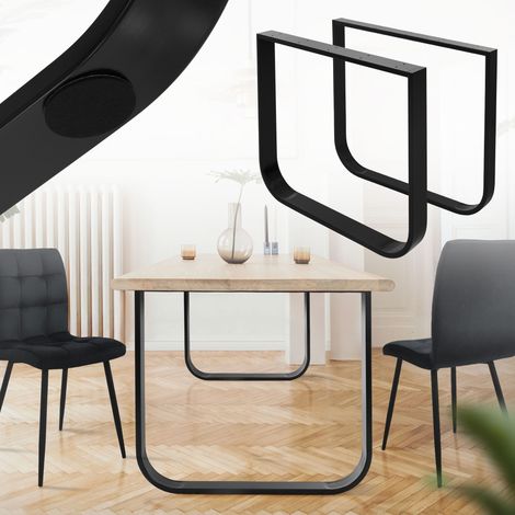 ML-Design Set 2 Gambe per Tavolo 80 x 8 x 72 cm Telaio Struttura in Acciaio Nero Design Industriale adatto per Scrivanie Tavolini da Caffè da Salotto Soggiorno Cucina Progetti DIY (1/5)