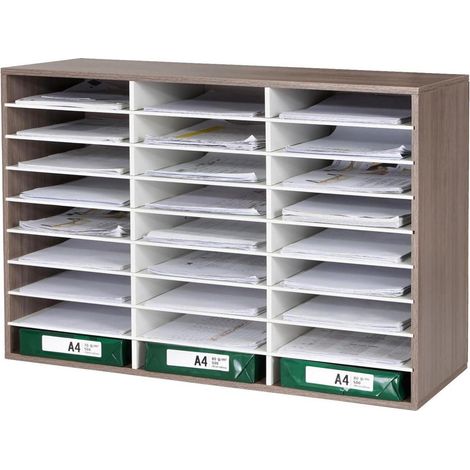 Schreibtisch Organizer mit 27 Fächern, A4, stapelbar, Walnuss-Optik (1/5)