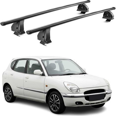 OMAC Stahl Dachträger Querträger Daihatsu Sirion I 1998-2004 – TÜV / DIN 75302:2019 – Abschließbar – Max. 75 kg – 2 Stangen – Schwarz (1/5)