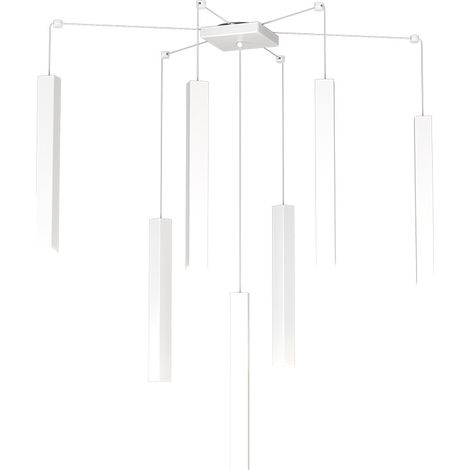 Sospensione Moderna Square Tube Metallo Bianco 7 Luci Gu10 (1/4)