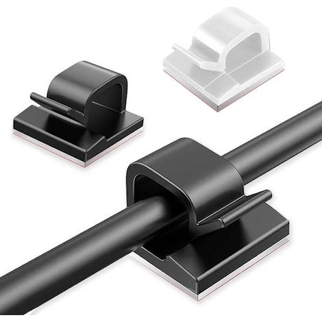 Lot de 10 attaches-câbles autocollantes - Clips de fixation - Maintiennent les câbles (10 pièces)-AquaForge (1/5)