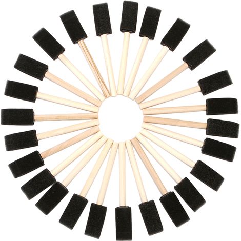 Set mit 25 leichten 2,5 cm (1 Zoll) Schaumstoffpinseln mit Holzgriffen zum Zeichnen, Malen, Färben und für Familienbastelarbeiten. (1/5)