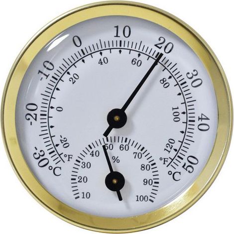 Analoges Wandhygrometer – Innenthermometer zur Temperatur- und Feuchtigkeitsüberwachung, ideal für Zuhause und Büro (Gold)