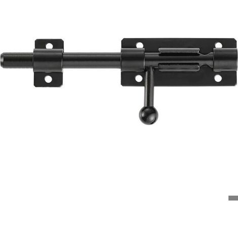 Serrure de porte de sécurité à pêne coulissant robuste avec trou pour acier inoxydable 304 noir mat, (8 pouces (200mm)diamètre 14 mm (1/4)