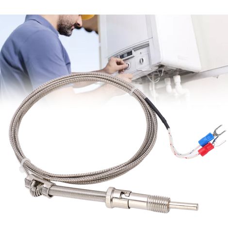 Sonde de thermocouple à ressort de compression type K, câble blindé 2 mètres pour usine (1/5)