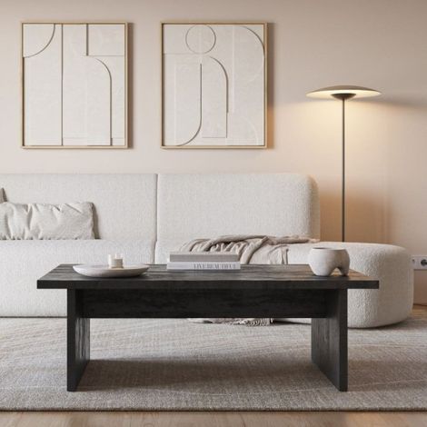 Tavolino da salotto rettangolare colore nero 120x70x40H cm - Loana