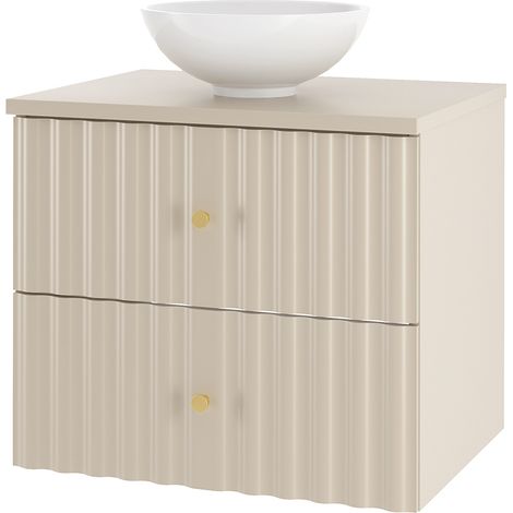 Waschtischunterschrank mit Waschbecken 60 cm breit in Beige AQUINO-140 (1/5)