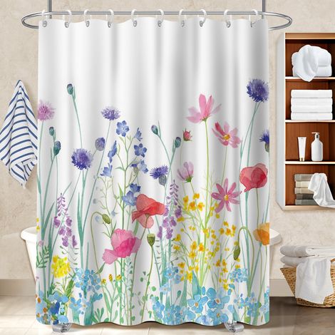 Voile de douche fluide en polyester 180x180 Élégant séparation douche pour votre chalet à la montagne (1/5)