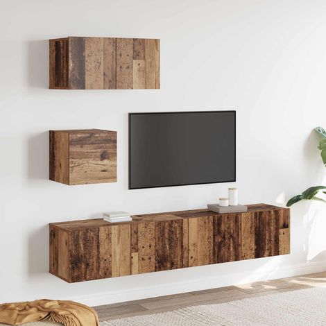 TV Cabinet Set 3 pcs Old Wood Engineered Wood vidaXL (1/5)