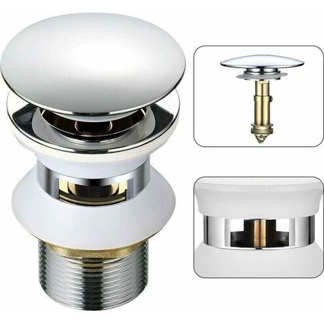 AIPERQ Universal Bathroom Sink Waste with Automatic Pop-Up Overflow, Push Open Click Clack, 1-1/4" Fit, Chrome-Plated Brass (1/4)