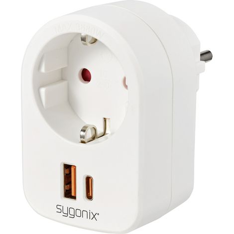 Sygonix SY-6713236 Zwischensteckdose mit USB   Weiß