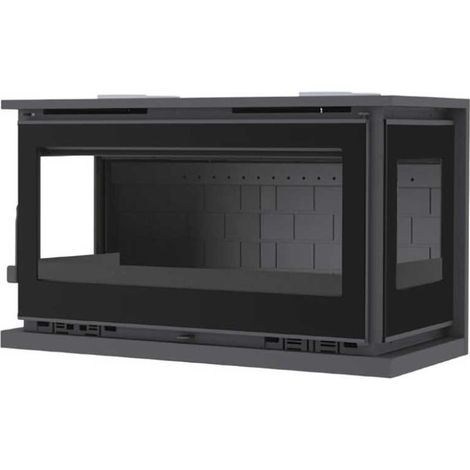 Insertable de leña a 3 caras con turbinas FM IT-103 FK 13,5kW interior en fundición (1/4)