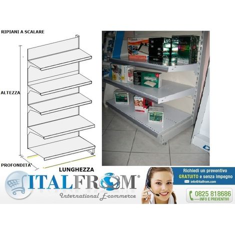 MODULO CONTINUATIVO Scaffale murale L 101, H 200 , Prof. 40 CM, base + 4 ripiani (1/5)