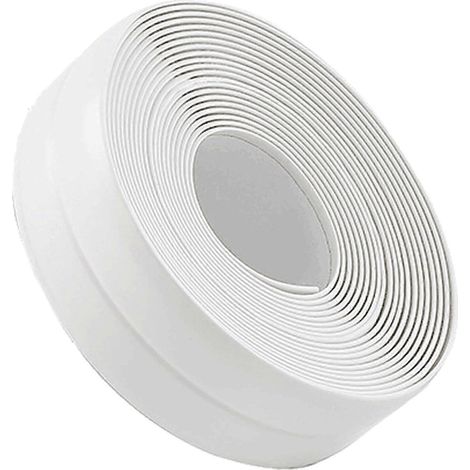 Bande d'étanchéité blanche imperméable et résistante aux moisissures, bande PVC auto-adhésive pour salle de bain et cuisine, facile à décoller et à coller pour les bords de douche, baignoire et lavabo (1/5)