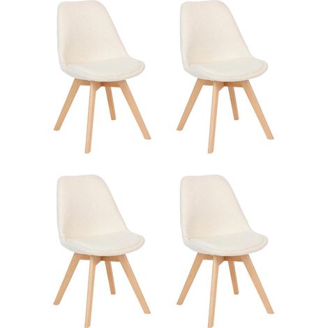 Lot de 4 Chaises Bouclette "Baya" 82cm Blanc (1/5)