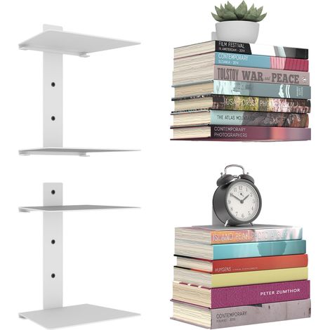 Étagères Invisibles Livre, 4 Étagères Verticales Etagere Murale Livre Invisible, Etagere Flottante Bibliothèques pour la Décoration de la Chambre, Rénovation de Bureau à Domicile, Lot de 2, Blanc (1/5)