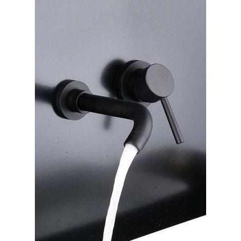 360° Swivel Wall Mounted Basin Mixer Tap Bathroom Faucet for Bathtub and Sink Modern Design Wall Mounted Basin Tap Black MUMU (1/4)