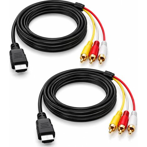 2PCS Câble HDMI Vers RCA de 1,5 Mètre, Adaptateur RCA Hdmi Adaptateur HDMI Vers RCA Pour Connexion Audio Video Domestique Cablage HDMI Vers 3RCA Pour Systeme Home Cinema Televiseur Projecteur (1/5)