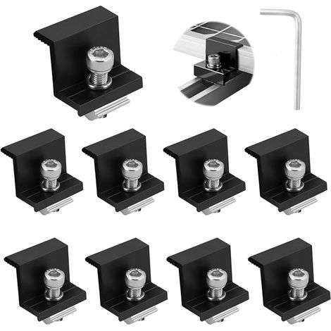 8 Pack Solar Panel Clamps 30mm Black Z Mounting Kit Solar Panel Fixings for Roofs, Walls, Boats, Motorhomes (1/5)