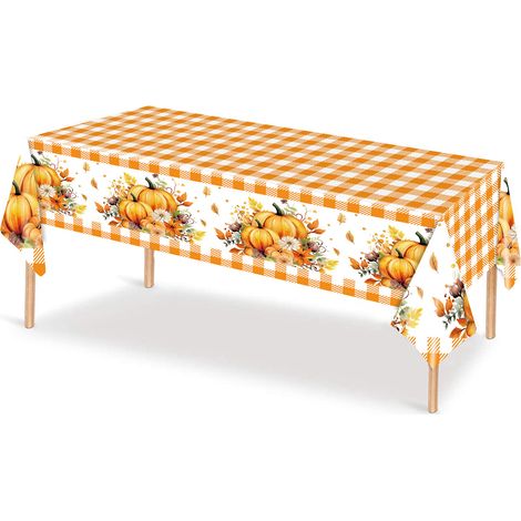 Nappe jetable pour Thanksgiving, en plastique imperméable, pour décorer la table pendant les récoltes. (1/4)