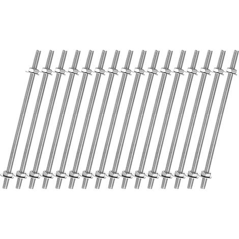16pcs Tige Filetée Complète M4x100mm, Tiges Filetées à Mouvement Linéaire Filetage à Droite Acier Inoxydable 201 avec Écrous Hexagonaux Rondelle pour Serre-Joints U-Boulon, Argenté (1/5)