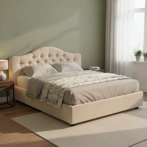 Arex Doppelbett, abnehmbar, mit Bettkasten, Made in Italy, Matratzengröße 160x190 cm, Beige (1/5)