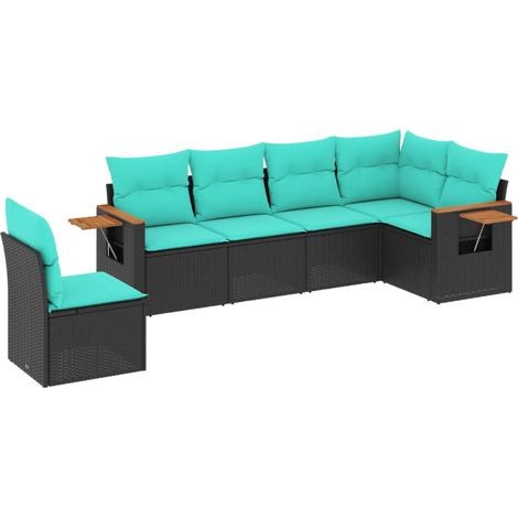 Maison Exclusive - Salon de jardin 6 pcs avec coussins noir résine tressée (1/5)