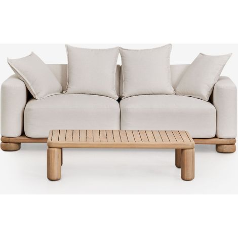 SKLUM Gartenset mit 2-Sitzer-Sofa und Couchtisch aus Akazienholz 125x80 cm Ioanis              Helles Akazienbraun                     