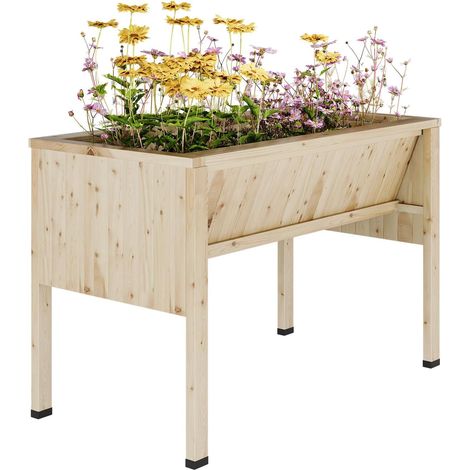 Grande Jardinière surélevée en Bois,Bac surélevé avec 4 Pieds, Résistant aux intempéries,Imperméable,Lit de Jardin Surélevé/Carré Potager pour Jardin,terrasse,Balcon(122x76x61cm) (1/5)
