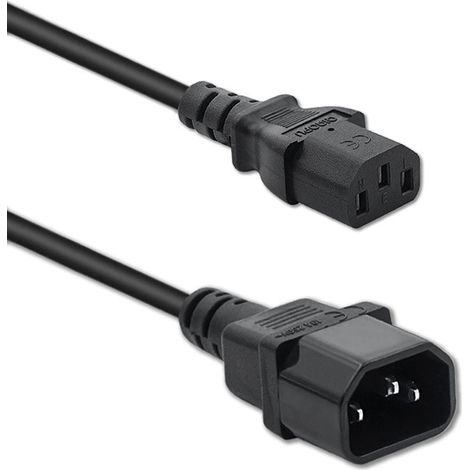 Cable de alimentación SAI Qoltec  IEC C13/C14  3 x 0,75 mm²  1 m (1/5)