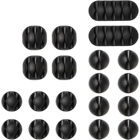 Attaches et supports de câbles, ensemble de rangement polyvalent pour câbles de bureau et câbles d'alimentation, 20 pièces (1/5)