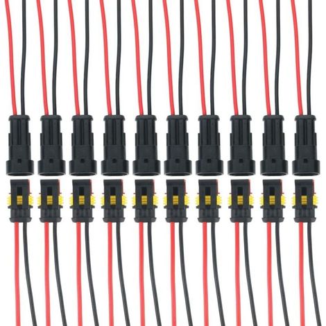 10 kit di connettori elettrici per auto impermeabili a 2 pin con filo, spina per auto impermeabile, antipolvere, isolata e sigillata (1/4)
