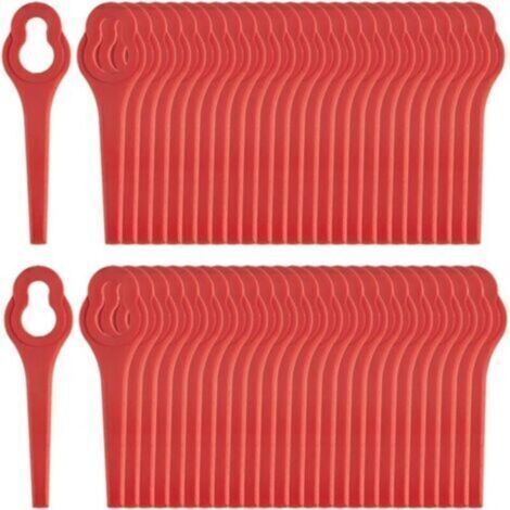 50 Pièces Lames de Rechange pour Coupe Bordure, Lames en Plastique de Rechange Lame Coupe Bordure Tondeuse à Gazon Rouge L90mm (1/5)