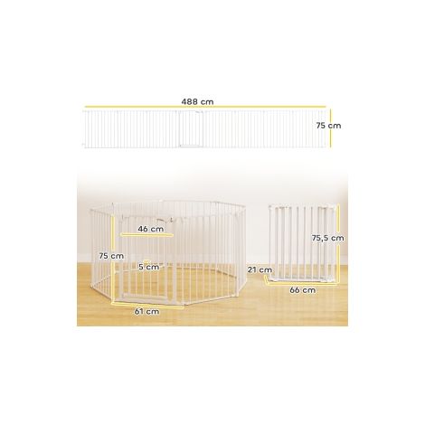 Barrière pour chiens blanche à 8 panneaux en plastique et acier carbone avec porte et design pliable pour jardin maison et voyage (1/5)