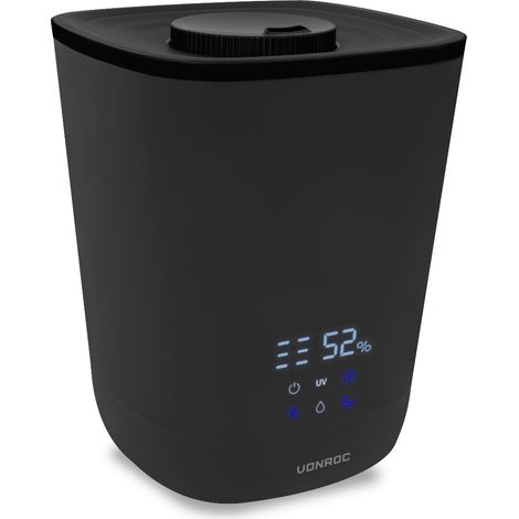 VONROC Humidificador 4,5 litros - ultrasónico - esterilizador UV - salida de vapor 360° - adecuado para aceites aromáticos - Incl. mando a distancia