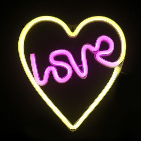 LED-Herz-Panel „Liebe im Herzen“ – Dekoratives Nachtlicht in Rosa und Gelb fürs Kinderzimmer – Ideal zum Valentinstag