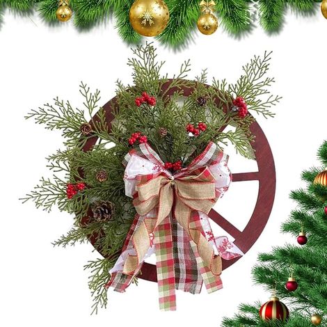 Couronne de Noël avec Fruits Rouges et Pommes de pin,Décorations de noël pour la Maison, pour Porte, Mur, Porche, fenêtre, Jardin, Balcon Aizuoni (1/5)
