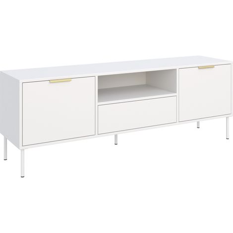 Selsey Vena - TV-Lowboard 2-türig mit Schublade & Fach, Weiß, 160 cm