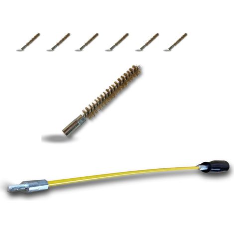 Ecouvillon LAITON Condenseur Lot de 6 avec 1 tringle flexible 48 cm Ø 12 mm Raccord laiton taraudé M6 femelle Torsade en acier galvanisé Brosse nettoyage Kibros 4TCL12Tx6