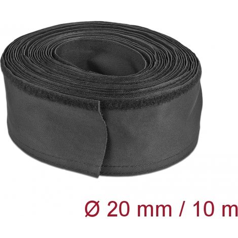 Delock Manga tejida con cierre de gancho y lazo resistente al calor 10 m x 20 mm negro
