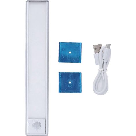 Bewegungsmelder-Induktionsleuchte mit 39 LEDs, intelligenter Sensor-Lichtleiste, magnetischer Saugnapf, USB-Ladeanschluss, Silber