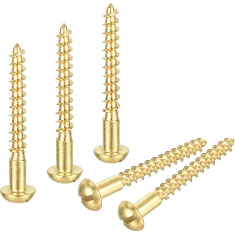 20 Pcs Vis à Bois M6 X 50mm à Tête Ronde Fendue en Laiton (1/5)