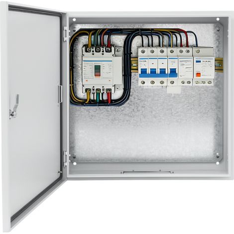 60x60x20cm Boîtier électrique d'extérieur gris clair, boîtier de distribution mural IP65, boîtier de raccordement électrique verrouillable à clé, Electricité (1/5)