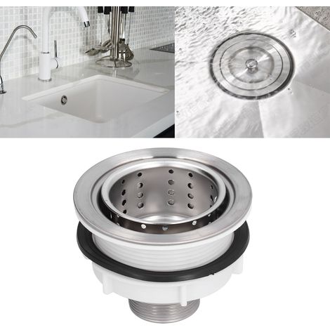 Fregadero de cocina de acero inoxidable 304 con cesta extraíble - Desagüe con filtro y rejilla de drenaje (1/5)