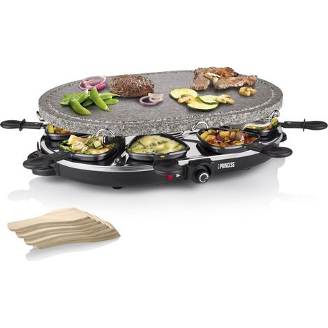 RACLETTE Partygrill mit Steinplatte oval für 8 Personen - Steingrill 1200Watt