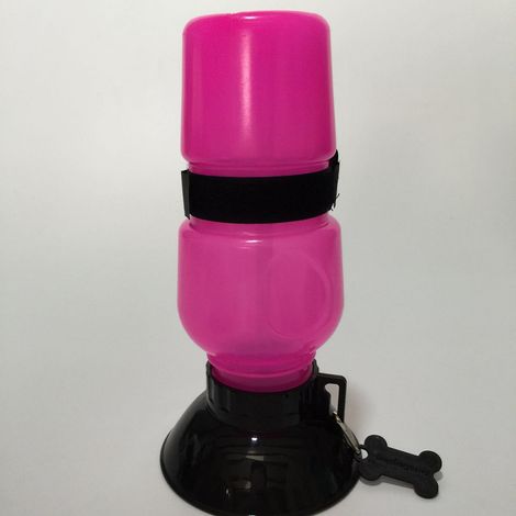 Bouteille d'eau pour chien avec bol intégré - Bouteille d'eau de voyage et de transport - Voiture, intérieur et extérieur(rose) (1/5)