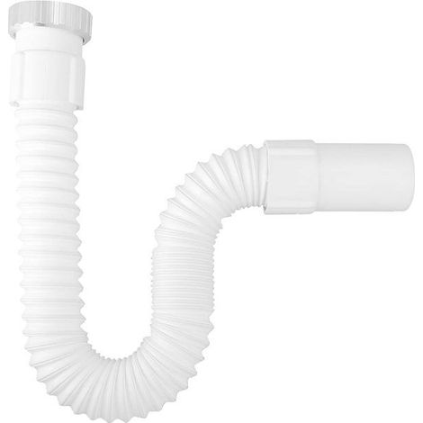 Tuyau d'évacuation flexible - AVIZAR - 39 cm - renforcé (fil d'acier) - blanc - pour évier/lavabo (1/5)